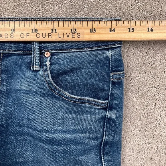 MOTHER Jeans Womens 28 Blue Insider Ankle Fray Sweet Lime Cropped Flare USA VTG - Picture 6 of 15